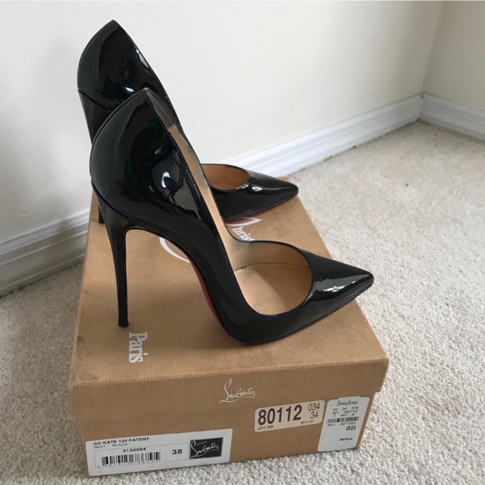 Christian Louboutin So Kate Black Patent Pumps